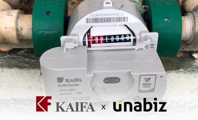 Medidor inteligente de agua de UnaBiz y KAIFA