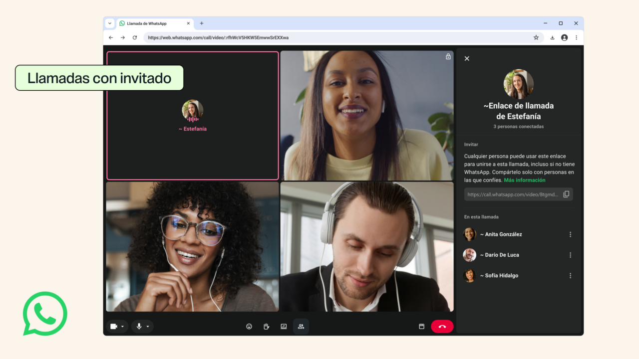 Llamadas con invitados, la nueva función de WhatsApp